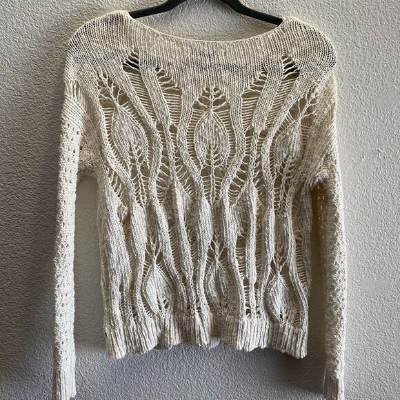American Eagle Knit Scoop Neck Pullover Sweater Cream Color XS Extra Small - Picture 3 of 3